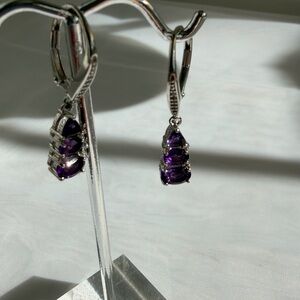 Amethyst and white topaz drop earrings